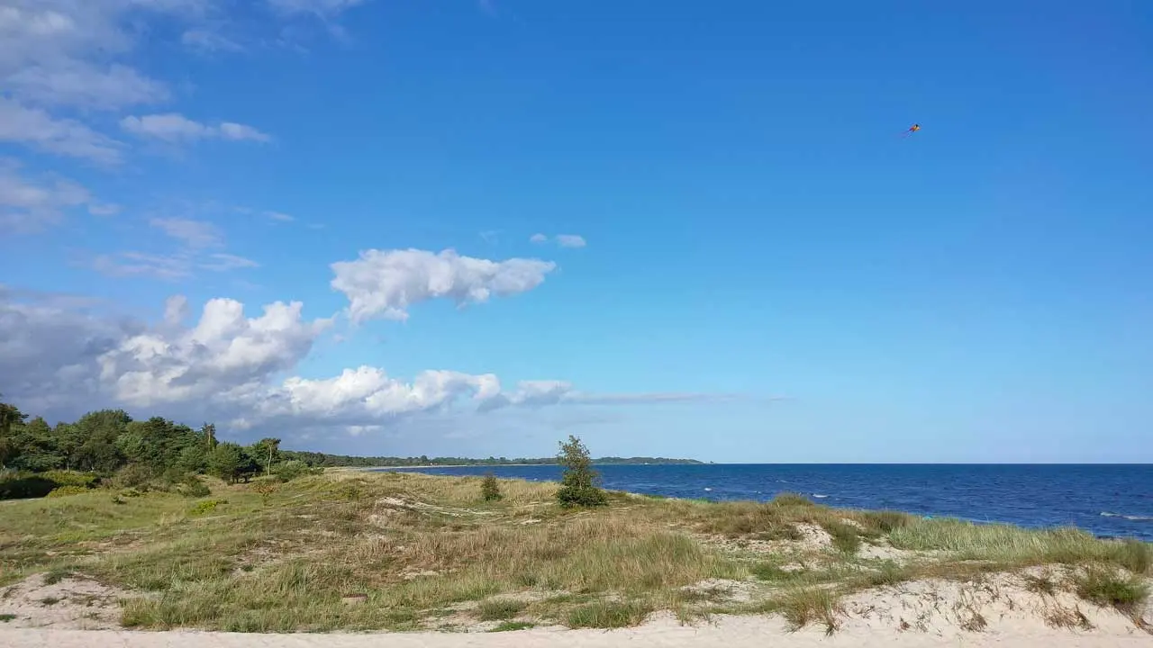 Stranden österut med sanddyner
